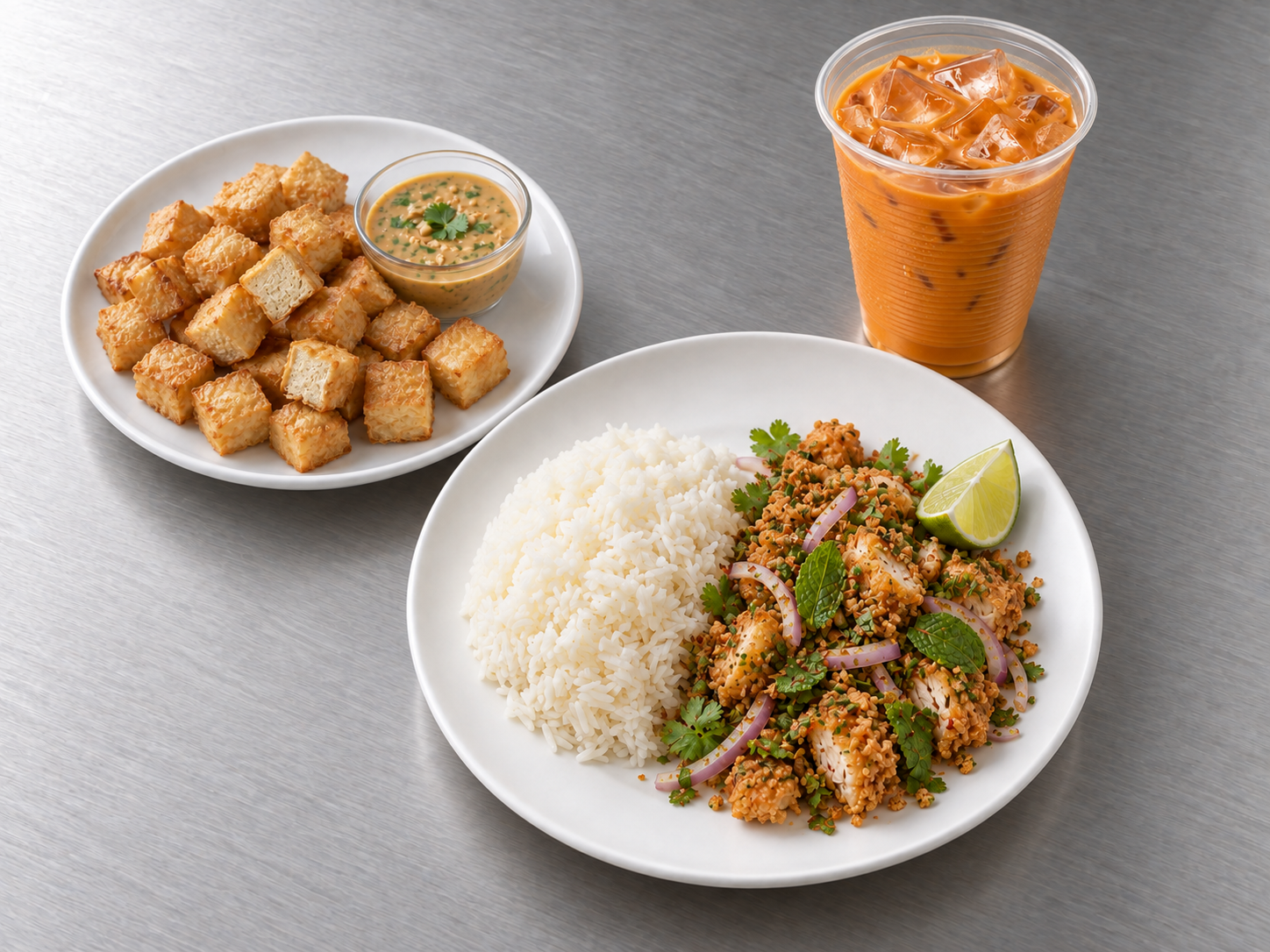 Colación, Tofu Frito y Té Thai