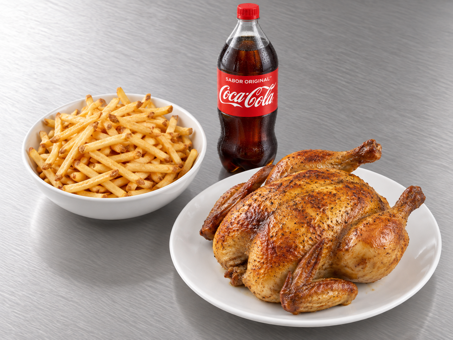 Combo Pollo Entero, Papas y Bebida