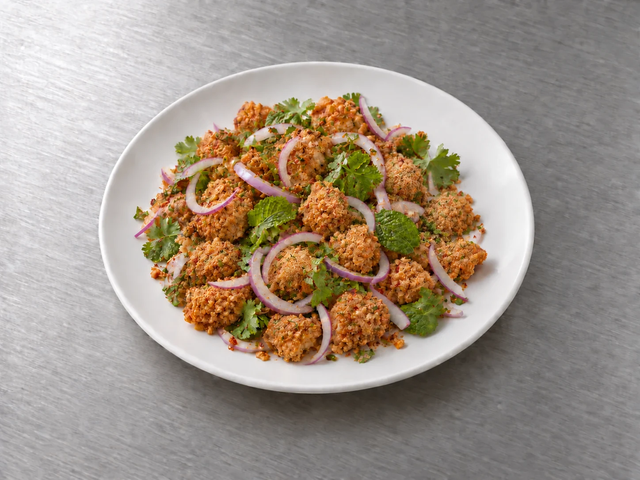 Larb de Pollo Frito Crujiente (Ensalada Thai)